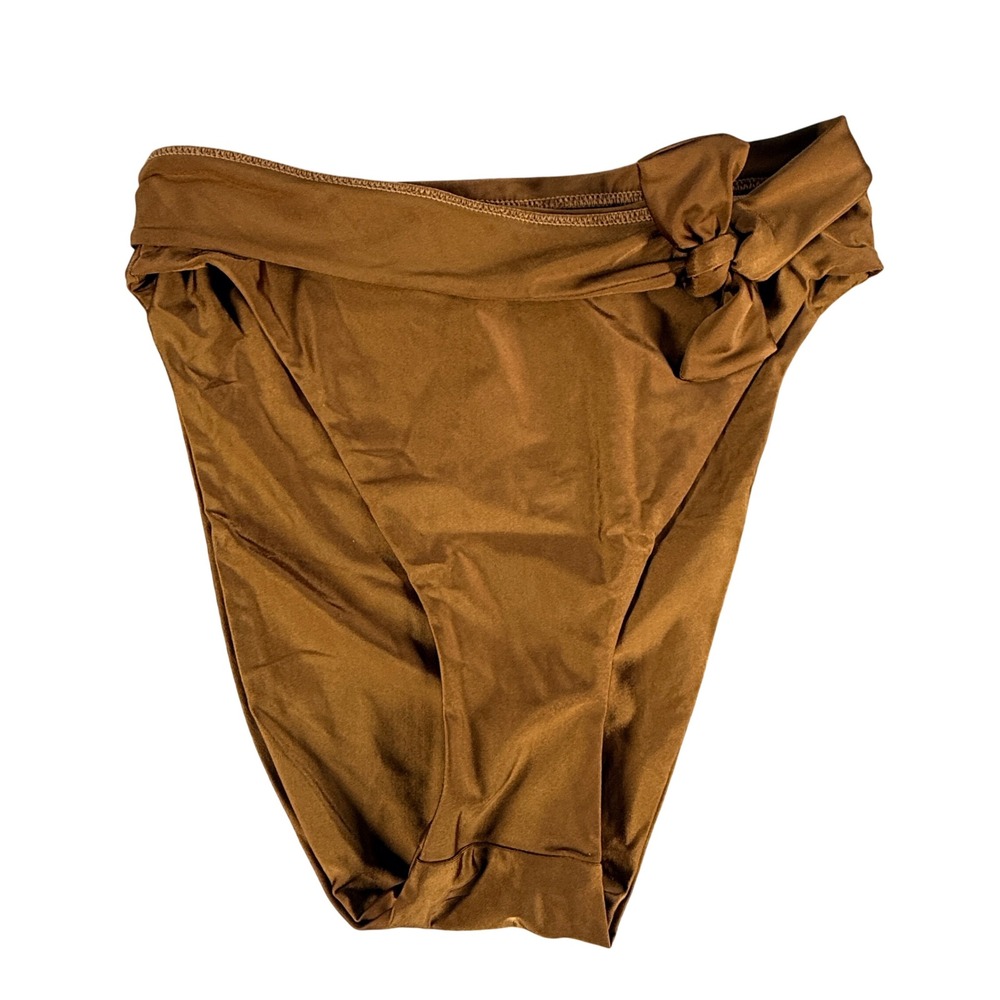 Sidway Womens Bikini Bottom High Waist Bow Detail Medium Bronze Nylon Blend